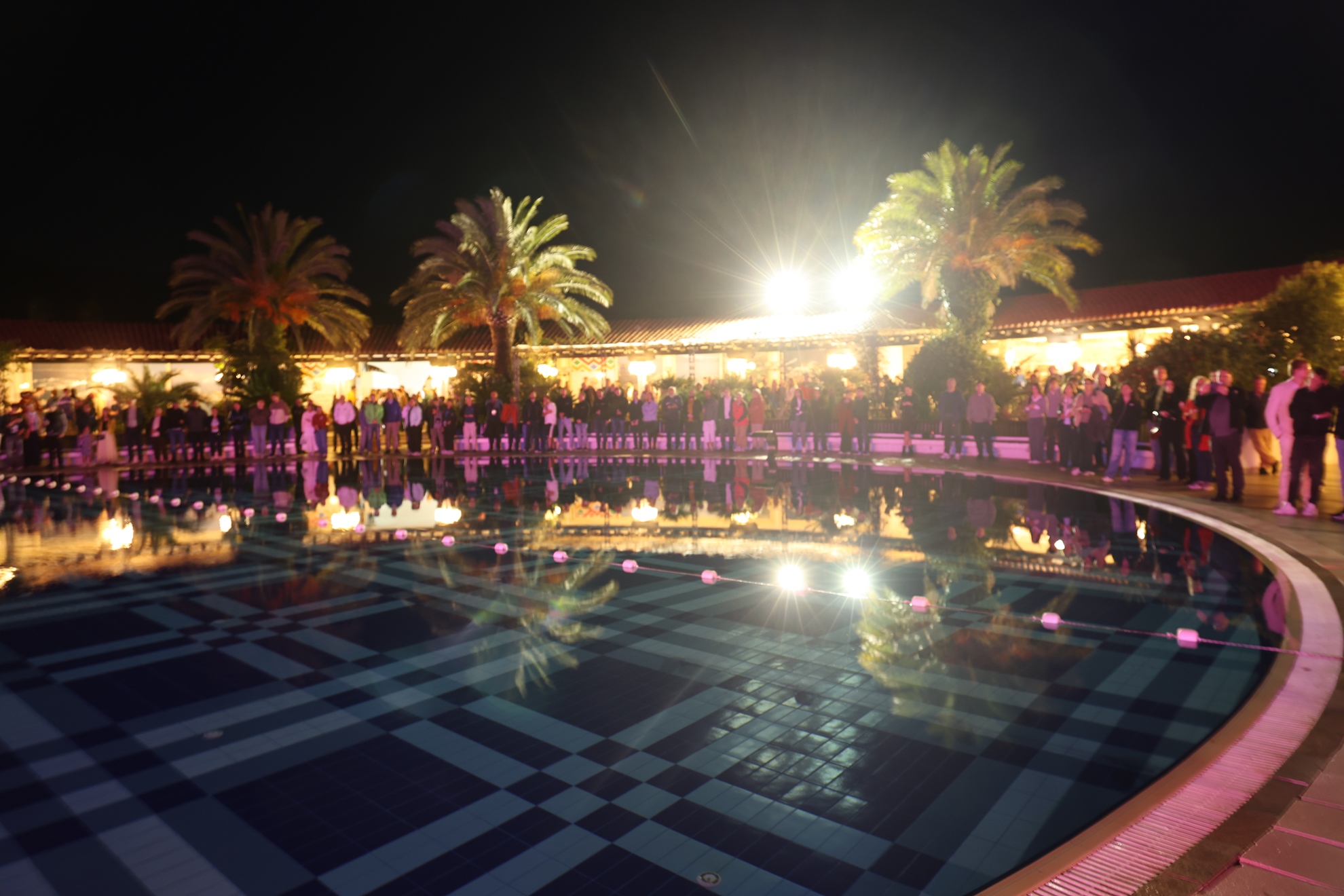 The poolside setting for the closing ceremony.