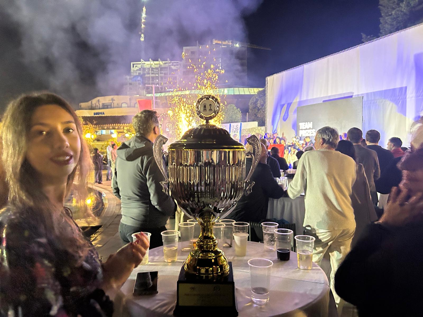 The silver trophy during the awards-evening celebrations in Budva.