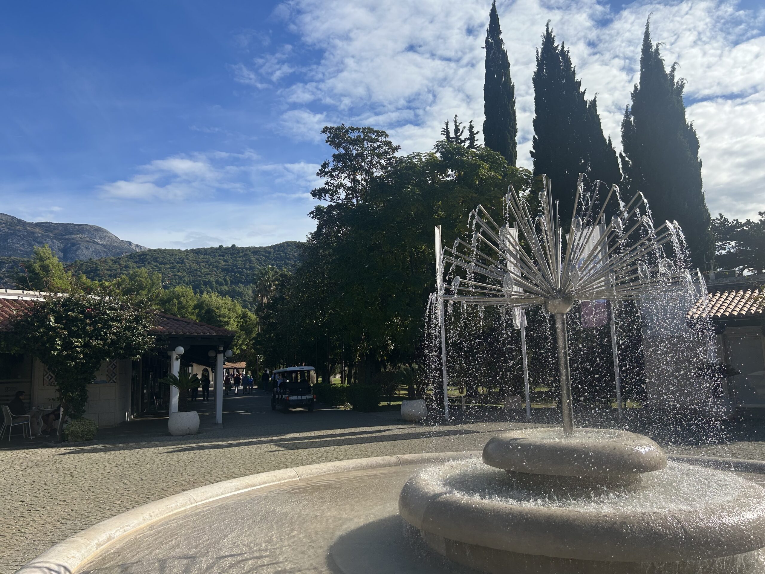 Fountain and landscaped grounds in Budva, Montenegro