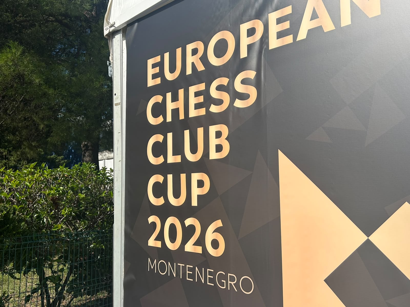 European Chess Club Cup 2026 Montenegro banner outside the venue